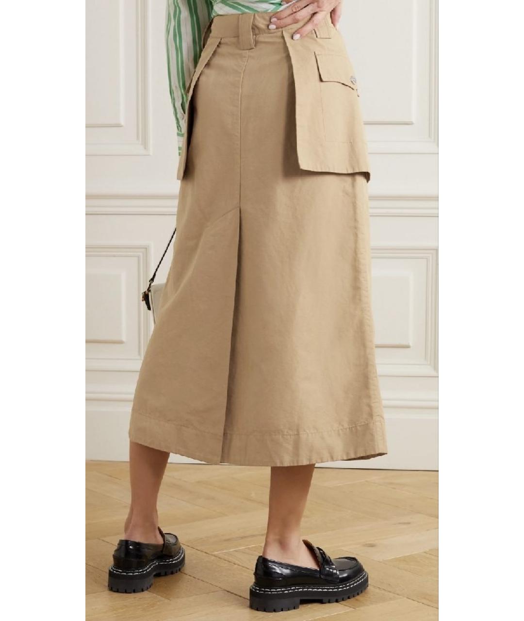 GANNI Бежевая хлопковая юбка макси, фото 7