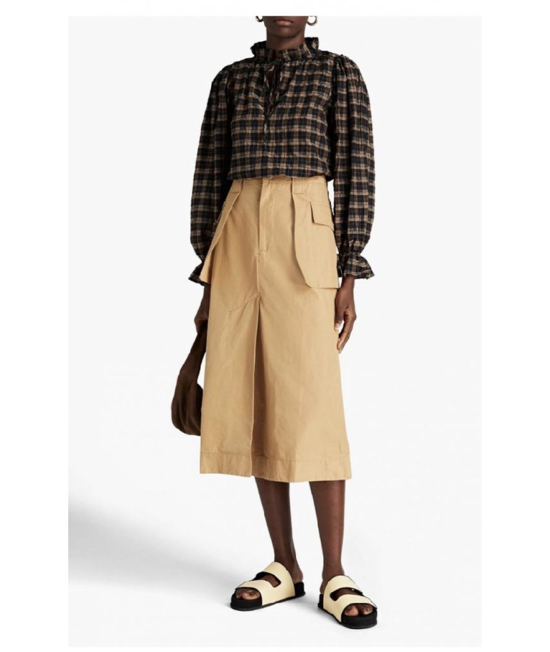 GANNI Бежевая хлопковая юбка макси, фото 8