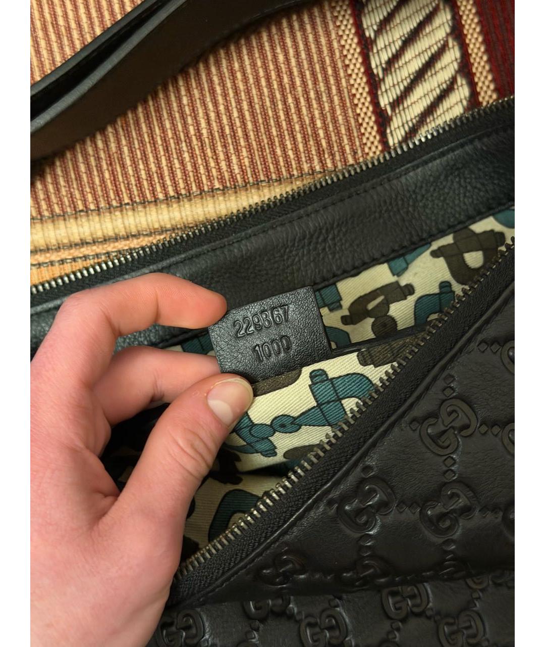 GUCCI Черная кожаная сумка через плечо, фото 6