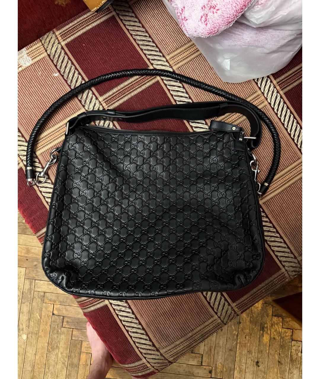 GUCCI Черная кожаная сумка через плечо, фото 7