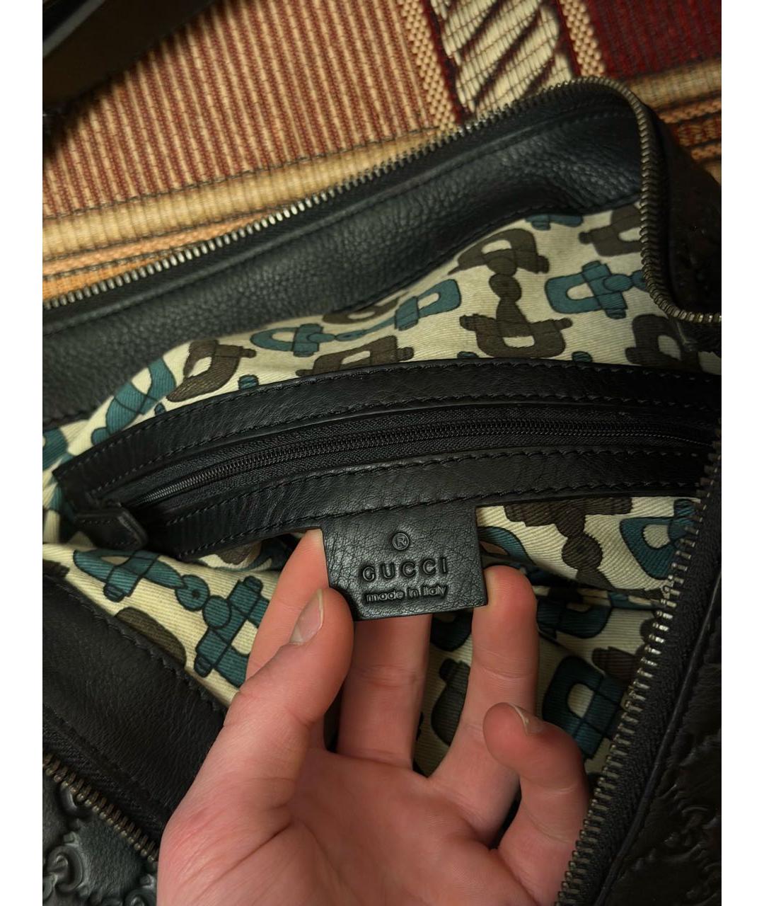 GUCCI Черная кожаная сумка через плечо, фото 5