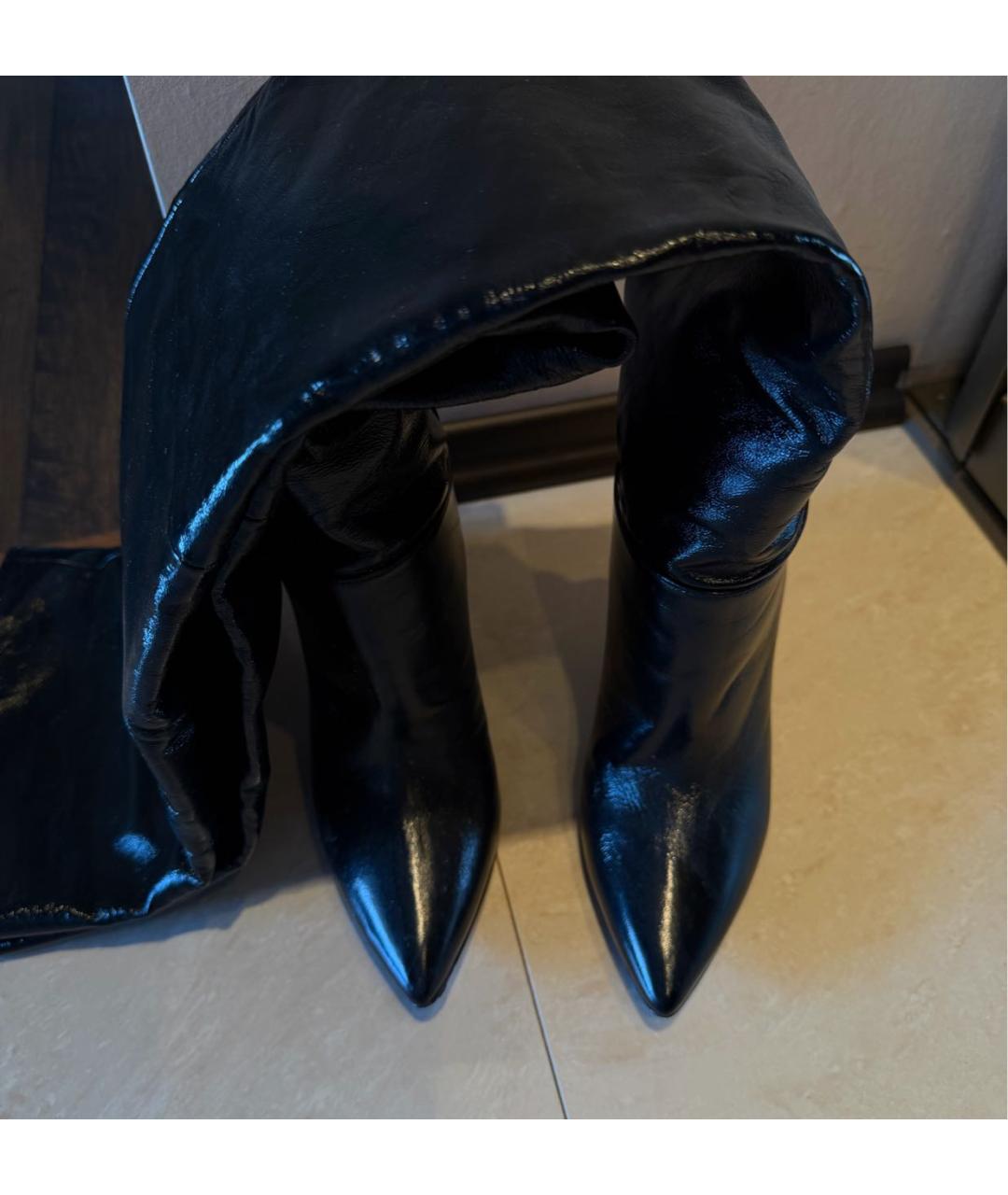 PHILOSOPHY DI LORENZO SERAFINI Черные ботфорты из лакированной кожи, фото 2