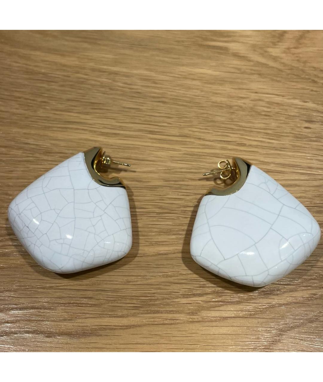 BOTTEGA VENETA Белые латунные серьги, фото 8