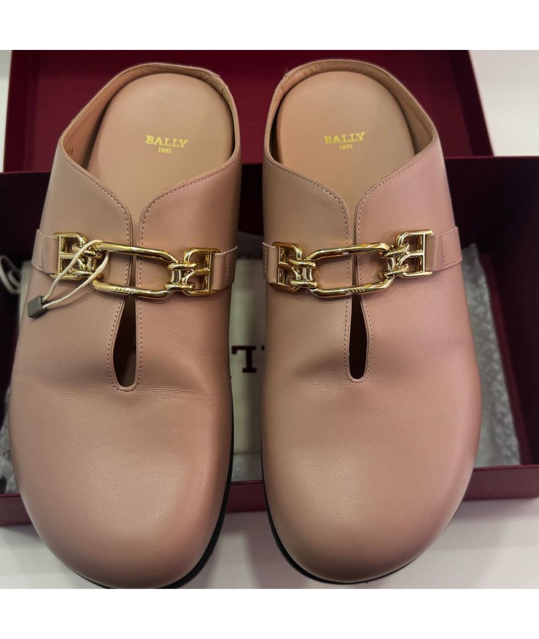 BALLY Розовые кожаные сабо, фото 3