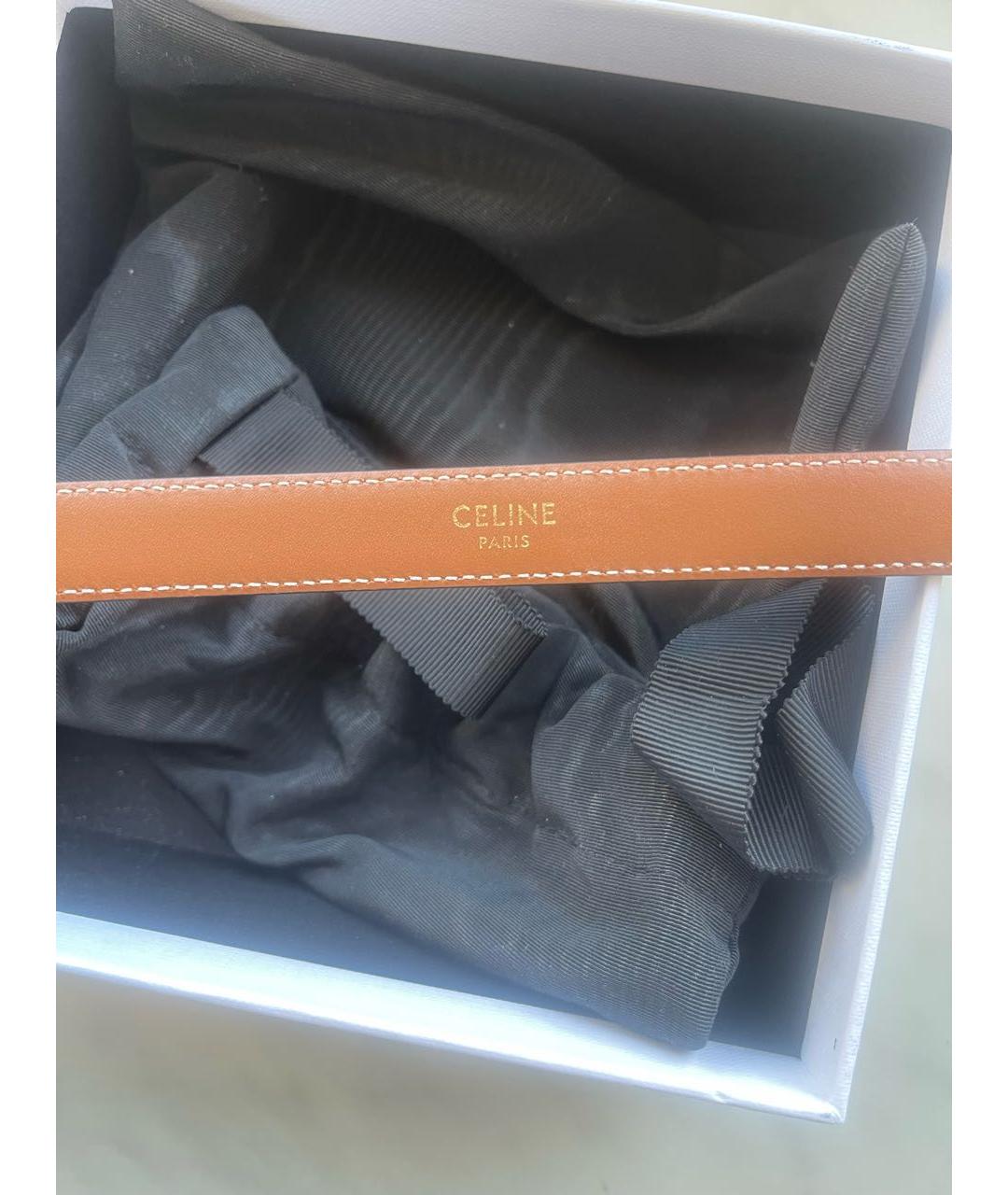 CELINE Коричневый кожаный ремень, фото 3