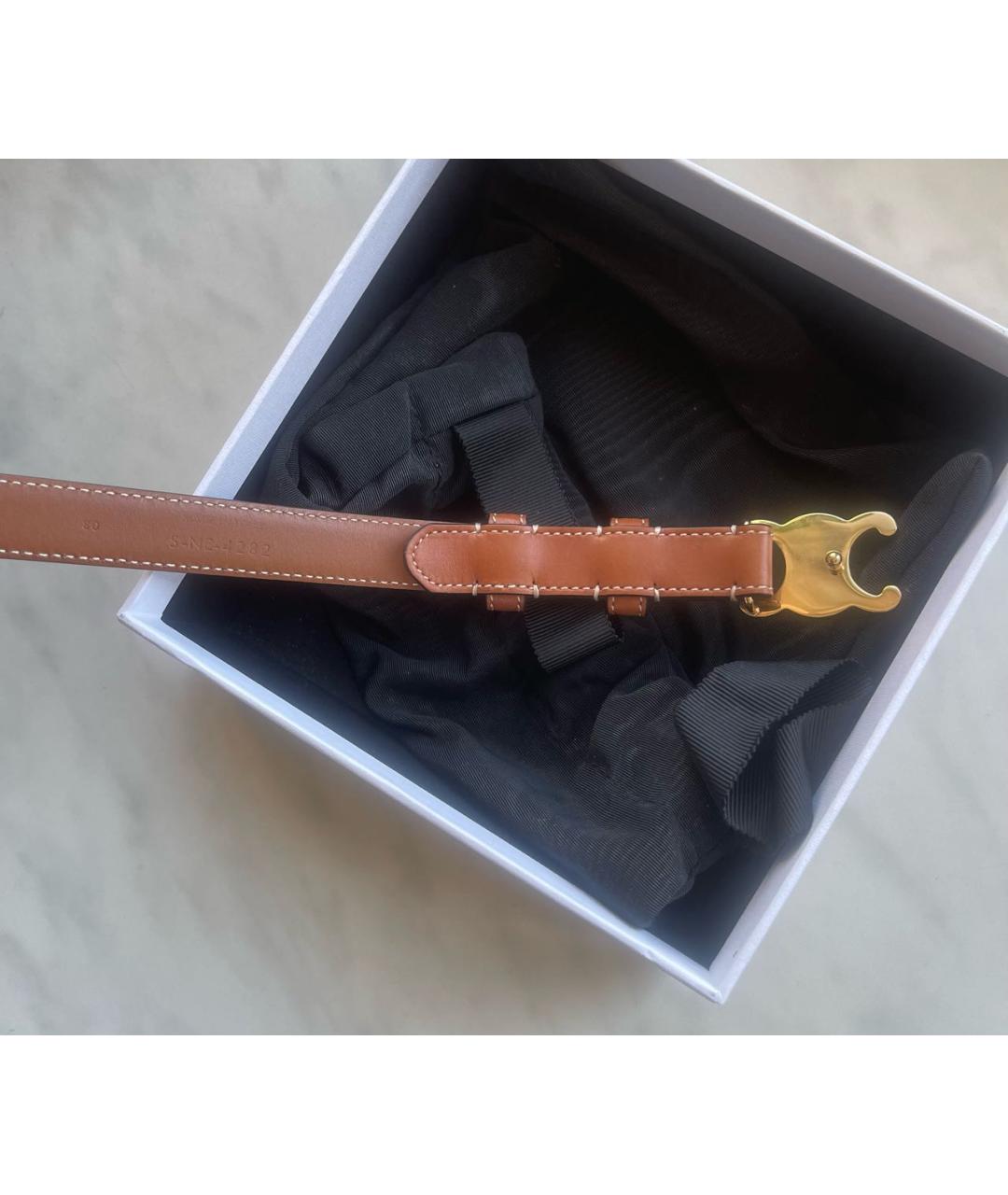 CELINE Коричневый кожаный ремень, фото 2