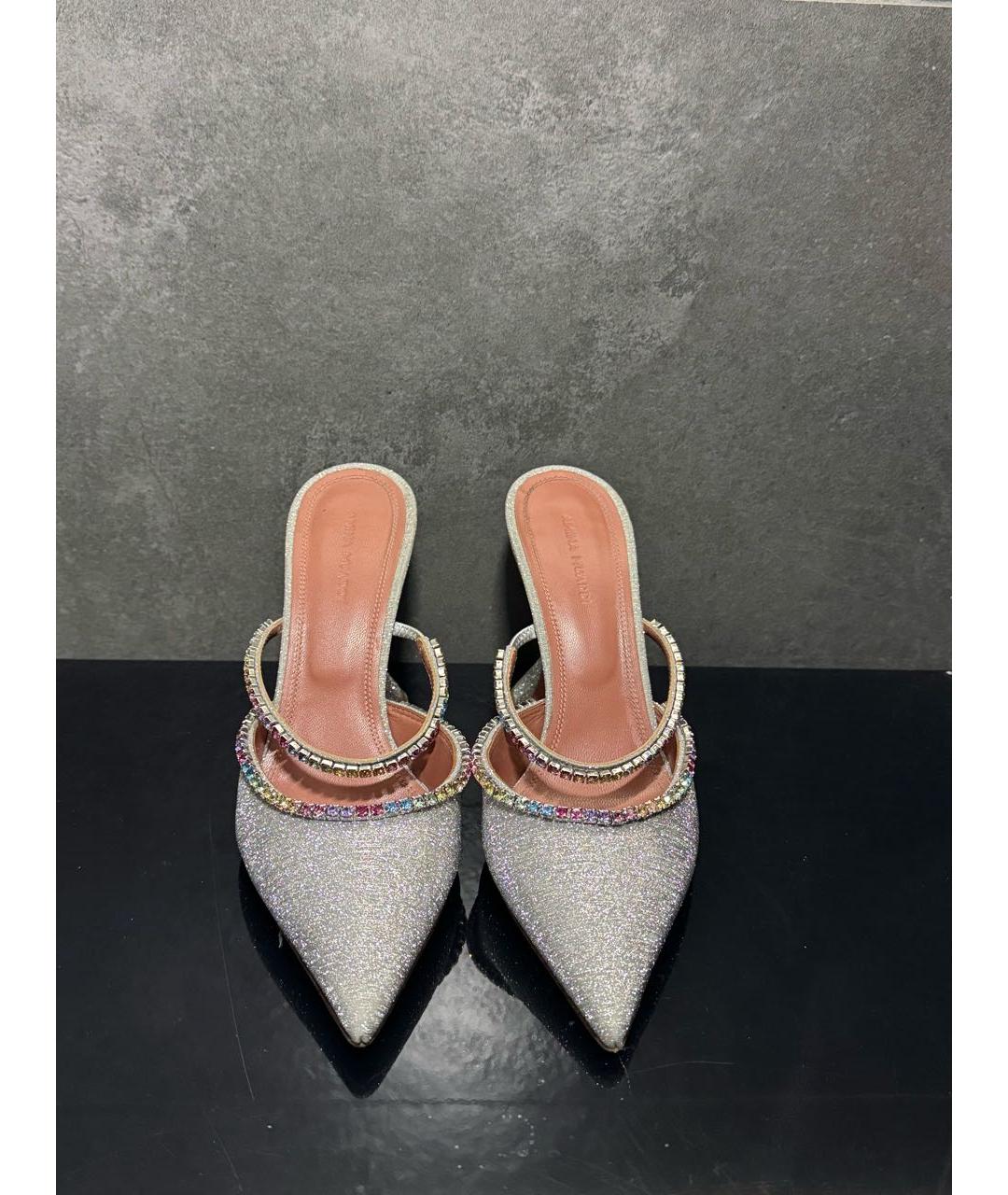 Amina Muaddi Серебряные мюли, фото 2