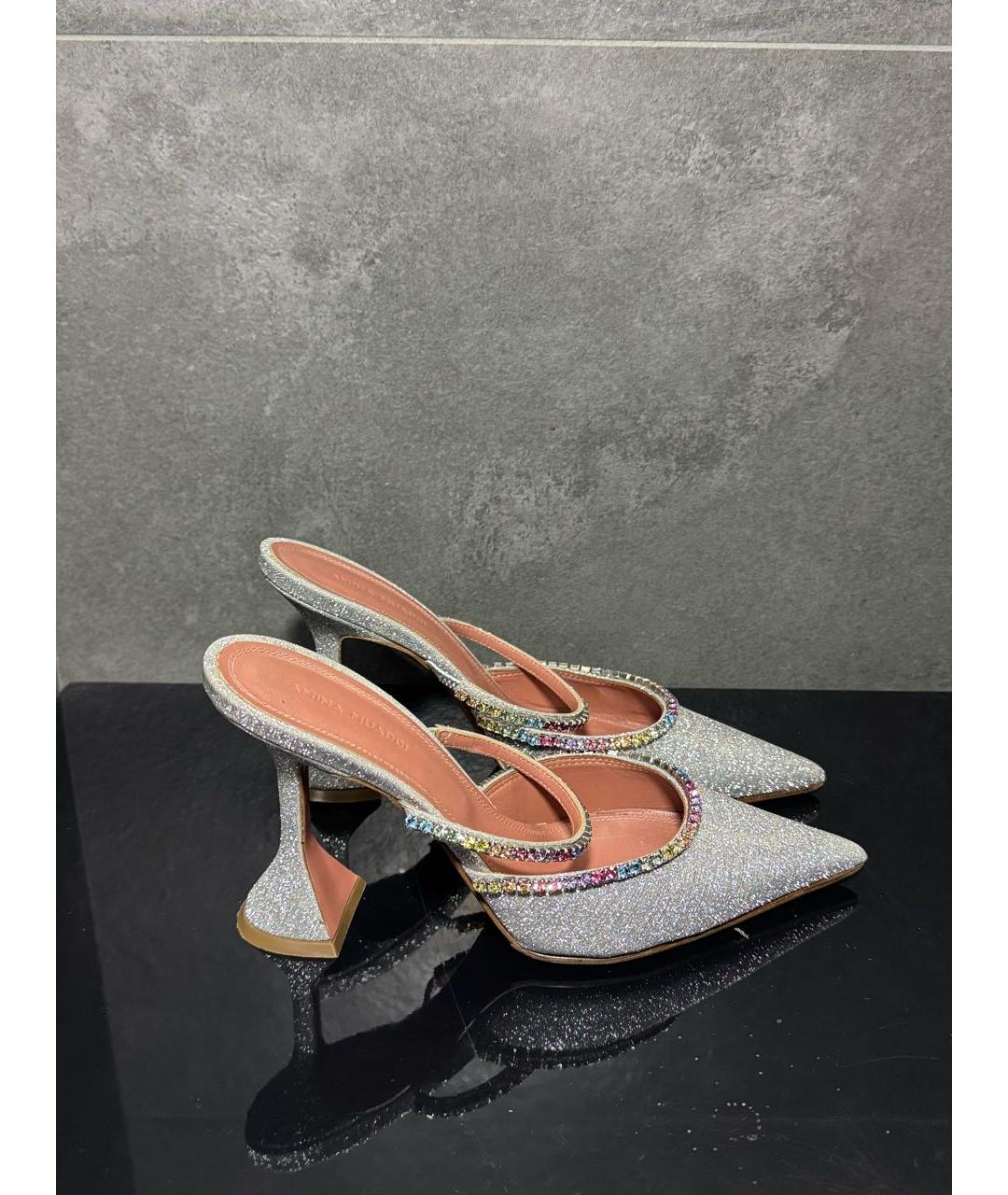 Amina Muaddi Серебряные мюли, фото 7