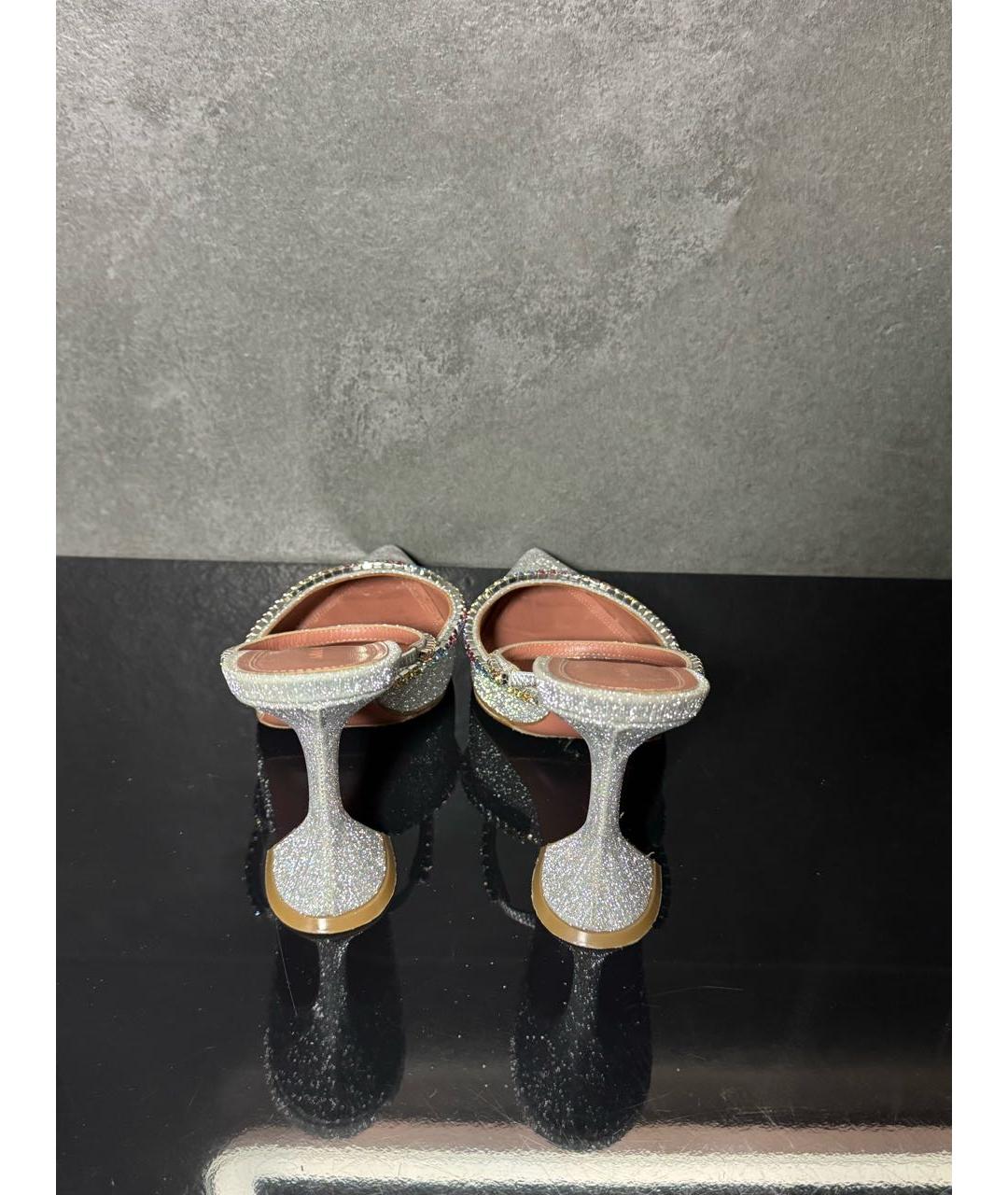 Amina Muaddi Серебряные мюли, фото 4