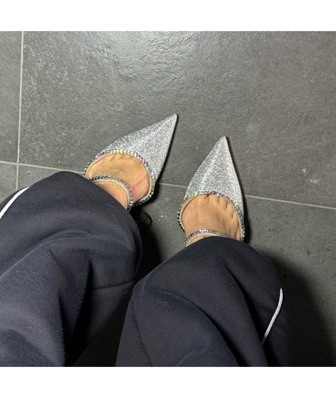 Amina Muaddi Серебряные мюли, фото 6