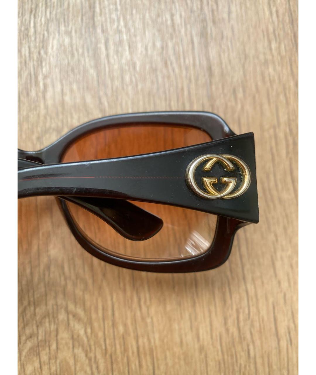 GUCCI Коричневые пластиковые солнцезащитные очки, фото 3