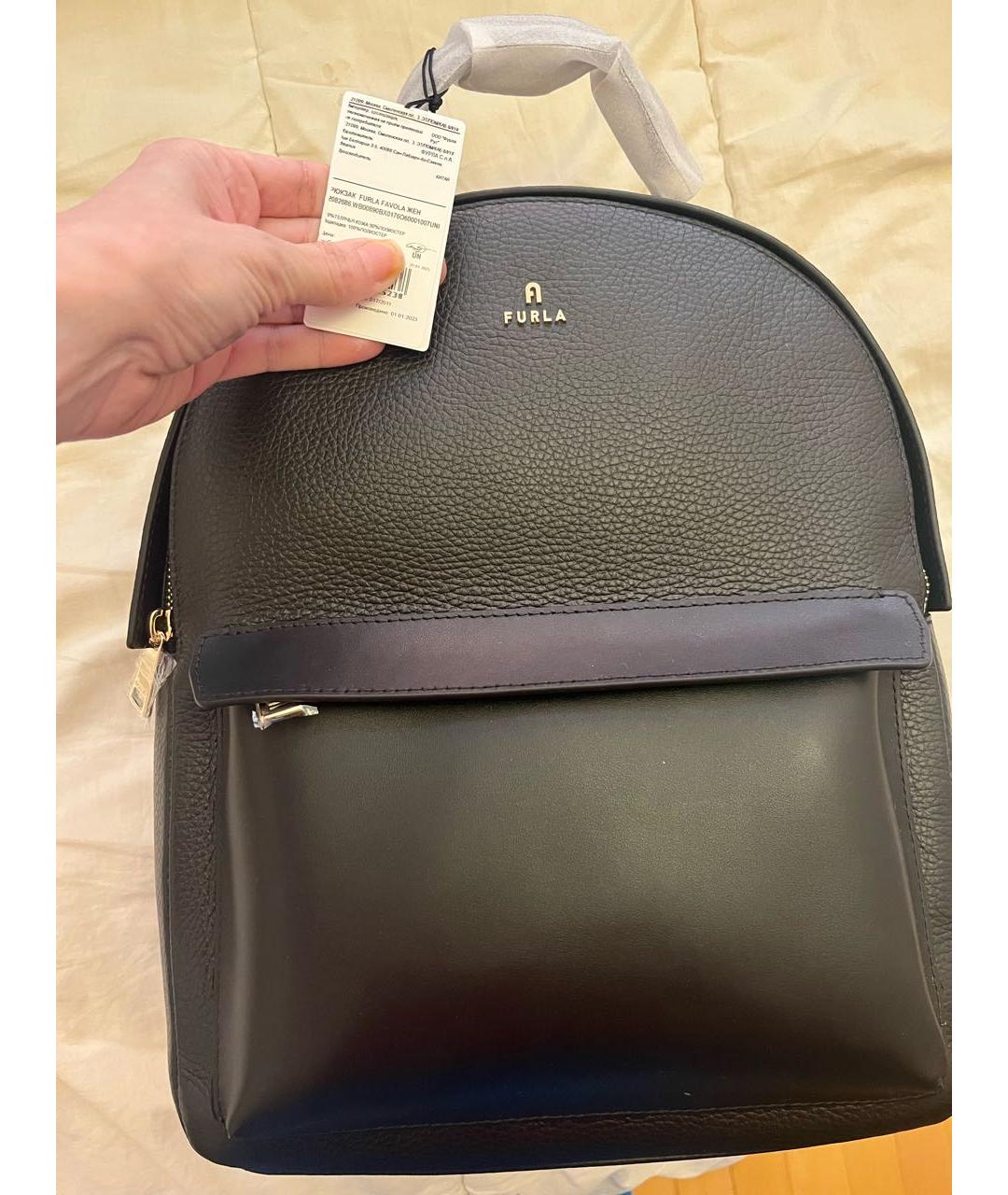 FURLA Черный кожаный рюкзак, фото 2