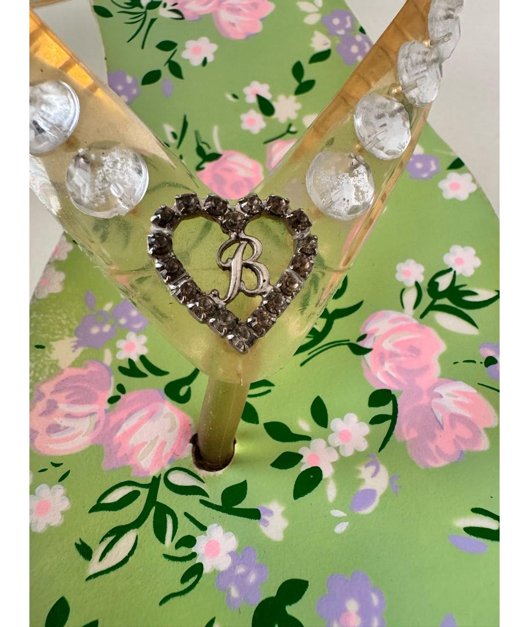 BLUMARINE Салатовые резиновые шлепанцы, фото 5