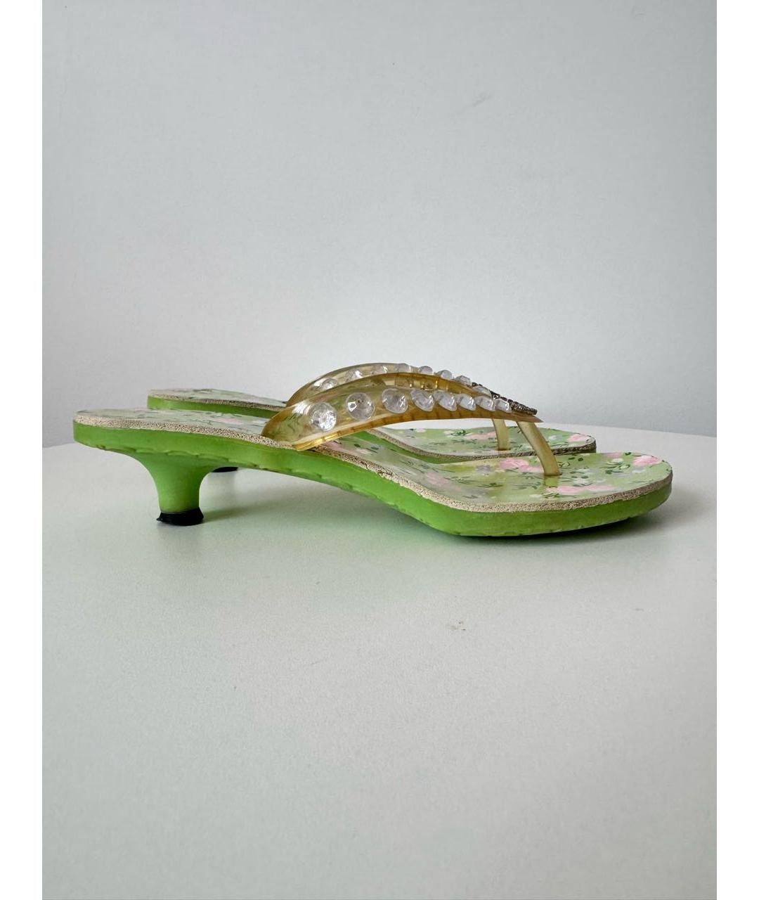 BLUMARINE Салатовые резиновые шлепанцы, фото 7