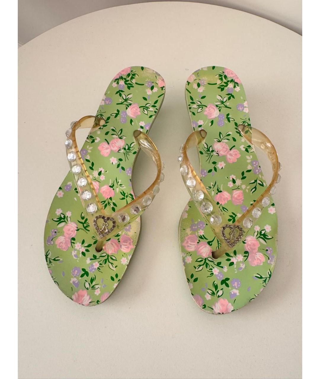BLUMARINE Салатовые резиновые шлепанцы, фото 2
