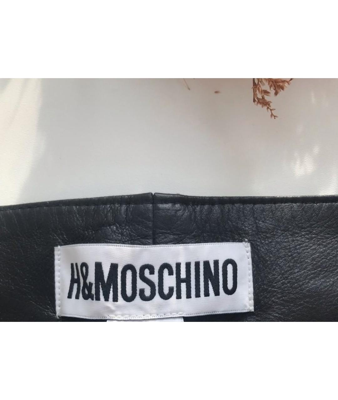 MOSCHINO Черные кожаные брюки узкие, фото 6