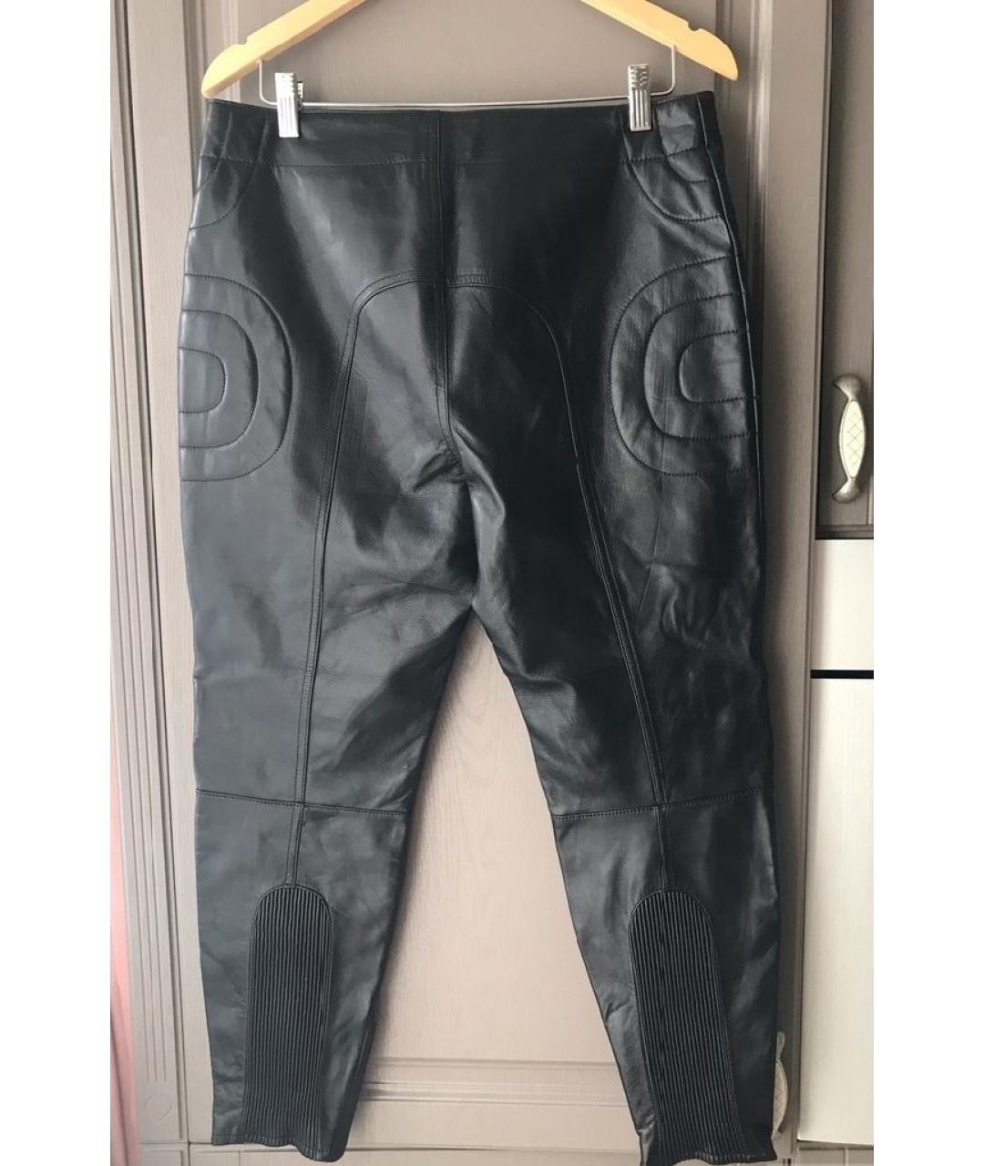 MOSCHINO Черные кожаные брюки узкие, фото 3
