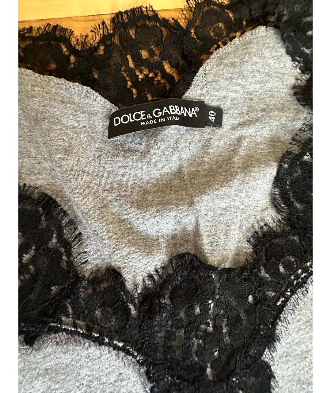 DOLCE&GABBANA Серая хлопковая майка, фото 3