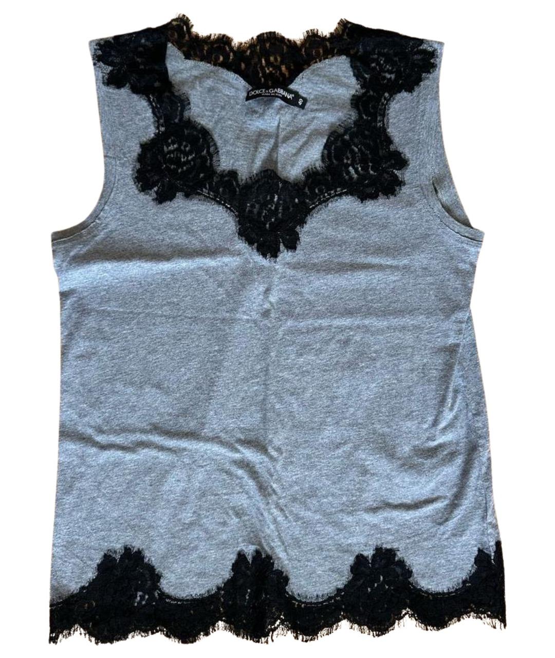 DOLCE&GABBANA Серая хлопковая майка, фото 1
