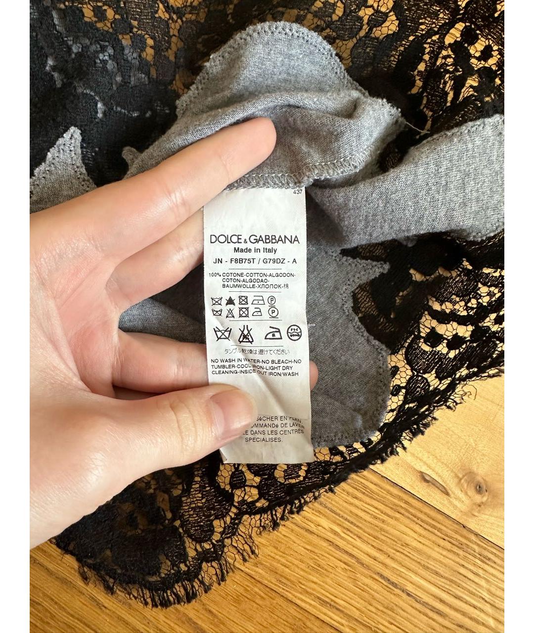 DOLCE&GABBANA Серая хлопковая майка, фото 4