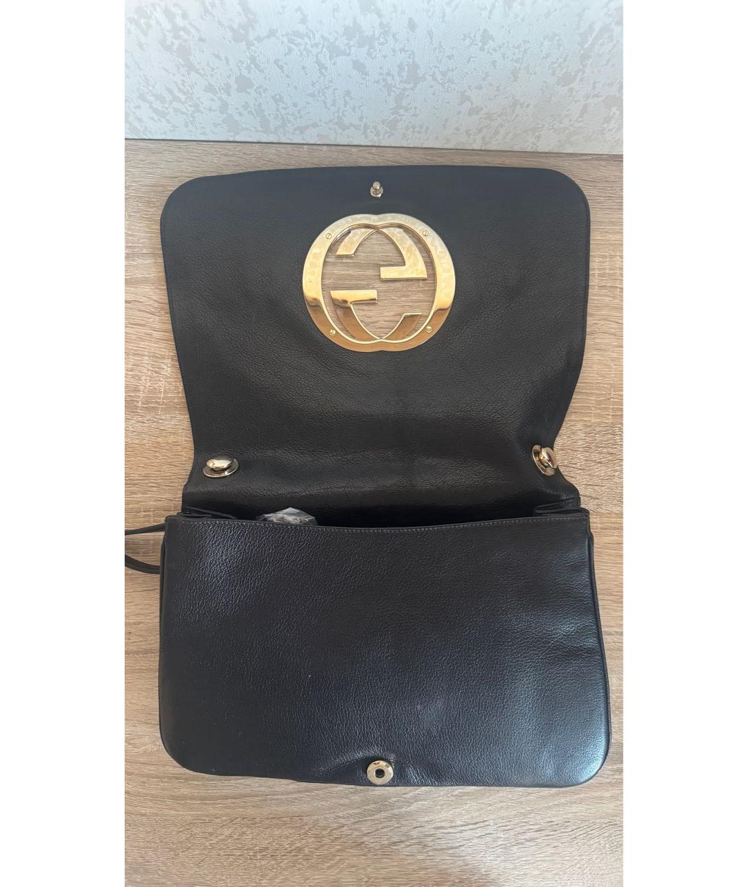 GUCCI Черная кожаная сумка через плечо, фото 5