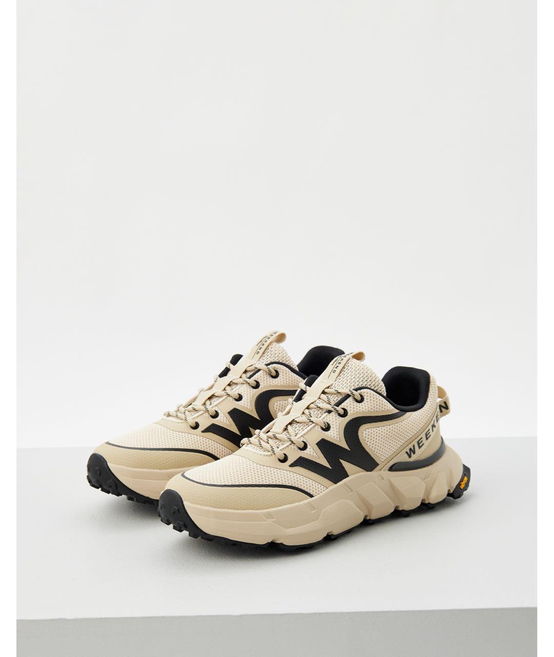 WEEKEND MAX MARA Бежевые кожаные кроссовки, фото 3