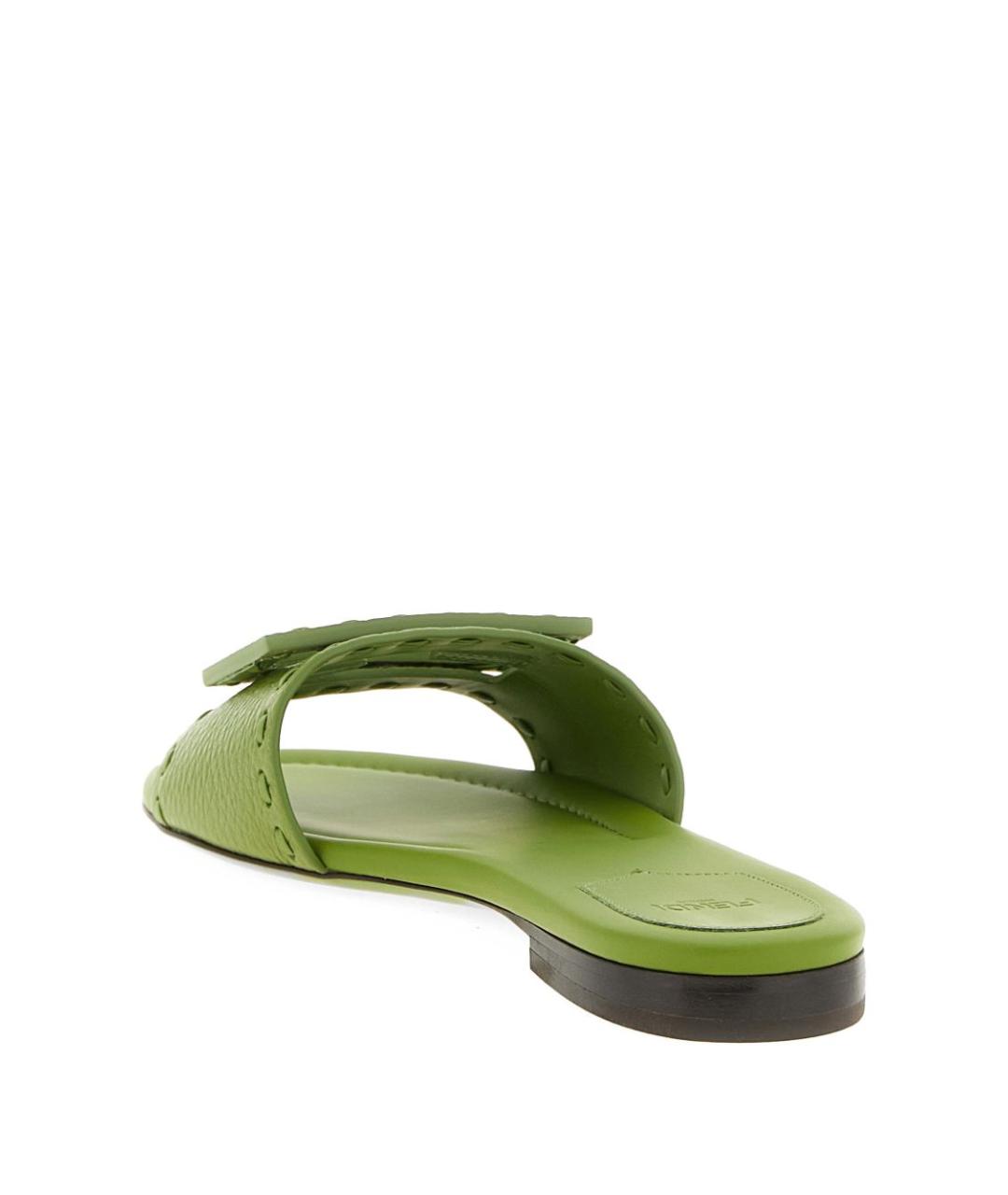 FENDI Зеленые кожаные шлепанцы, фото 3