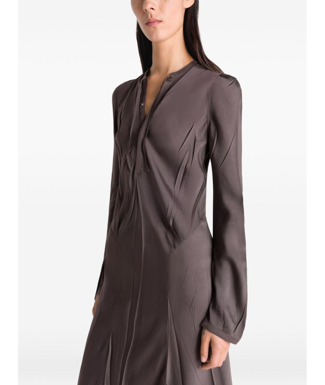 LEMAIRE Коричневое вискозное повседневное платье, фото 4