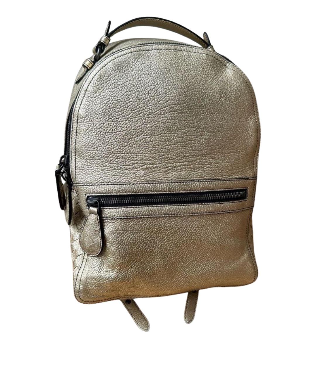 BOTTEGA VENETA Золотой кожаный рюкзак, фото 1