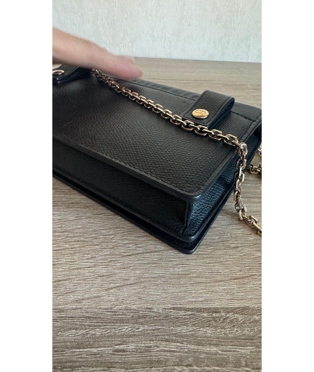 CHRISTIAN DIOR Черная кожаная сумка через плечо, фото 6