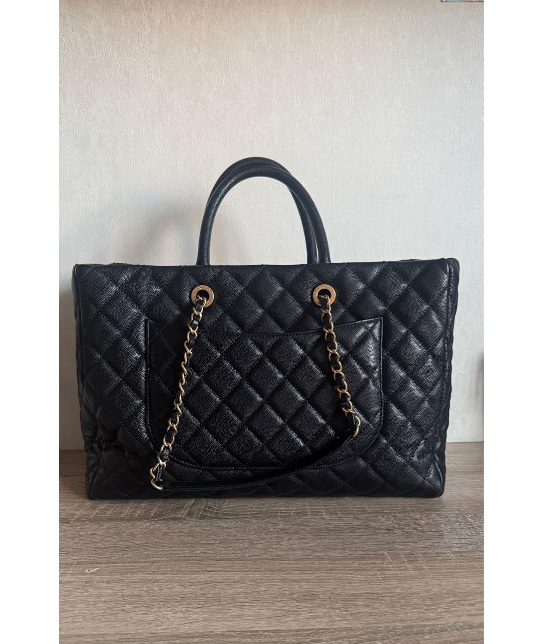 CHANEL Черная кожаная сумка тоут, фото 2