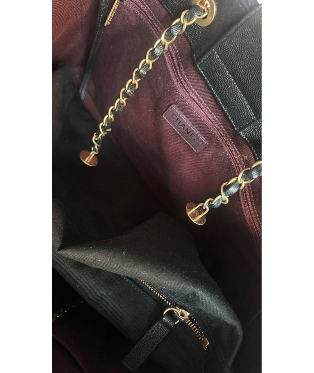 CHANEL Черная кожаная сумка тоут, фото 7