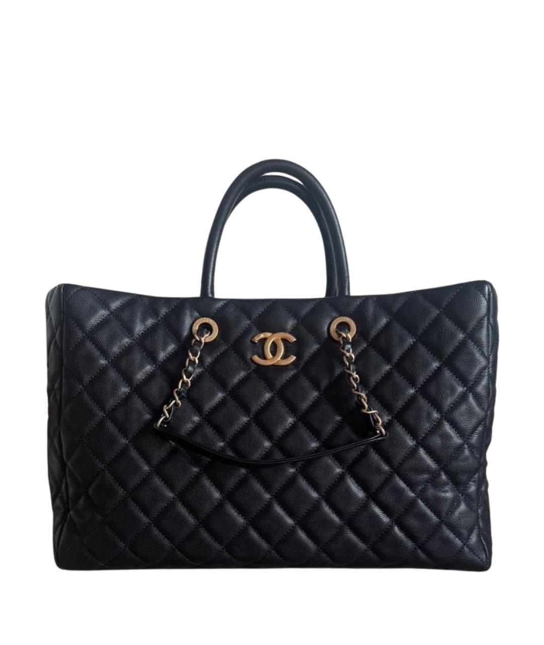 CHANEL Черная кожаная сумка тоут, фото 1