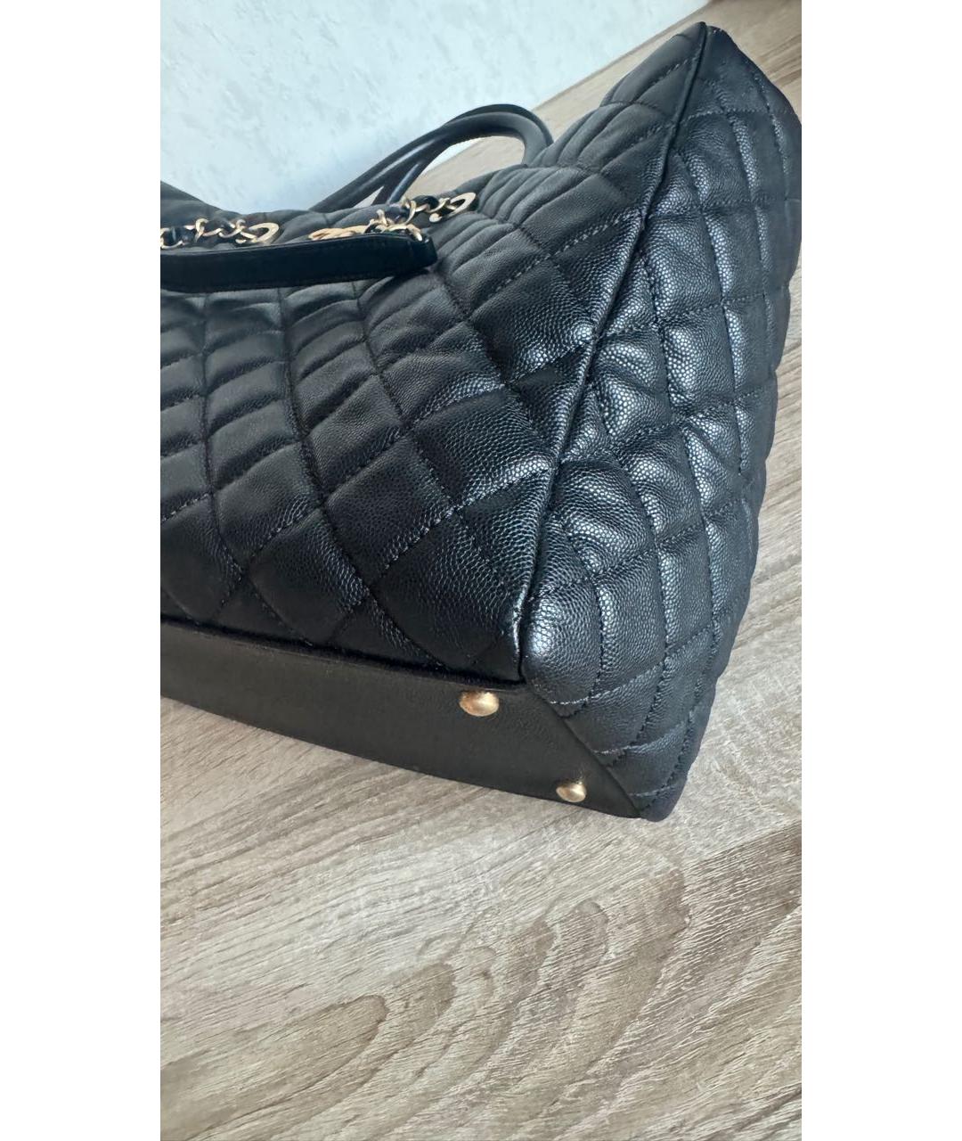 CHANEL Черная кожаная сумка тоут, фото 3