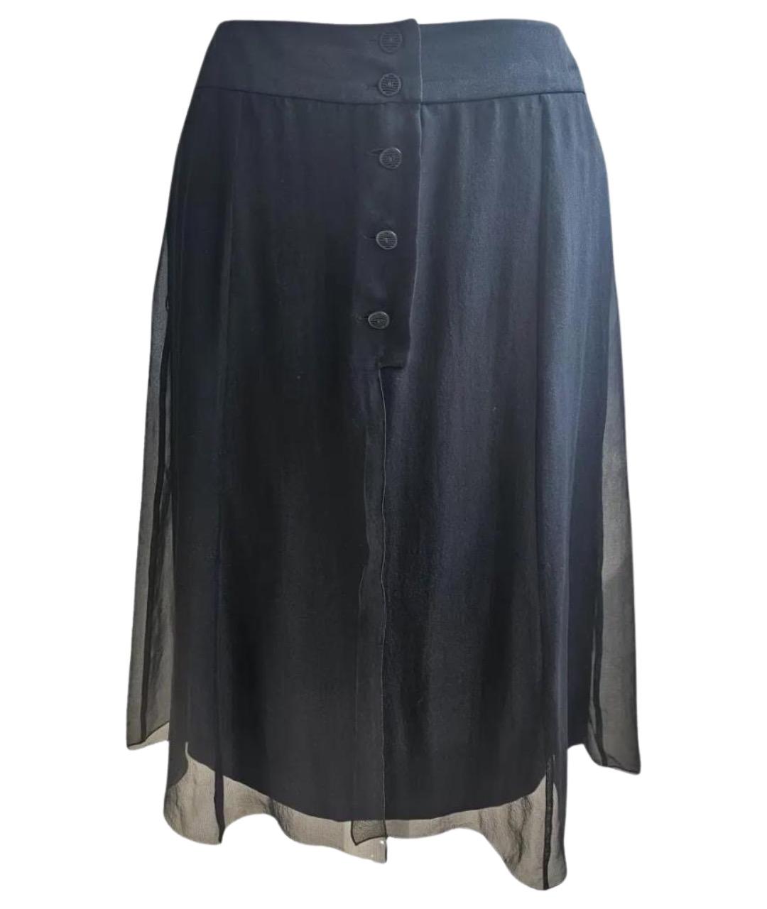 CHANEL Черная шелковая юбка миди, фото 1