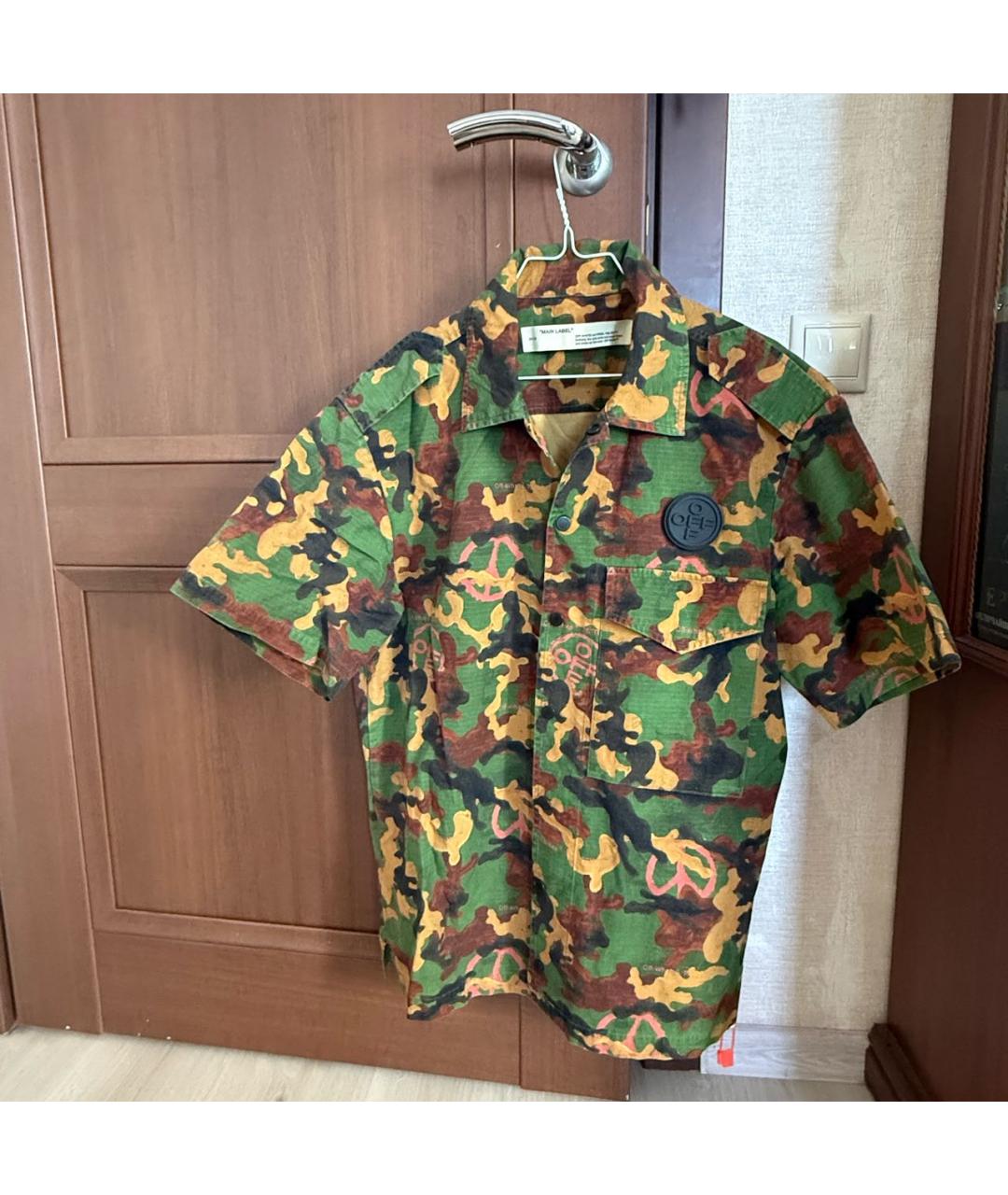OFF-WHITE Хаки хлопковая кэжуал рубашка, фото 7