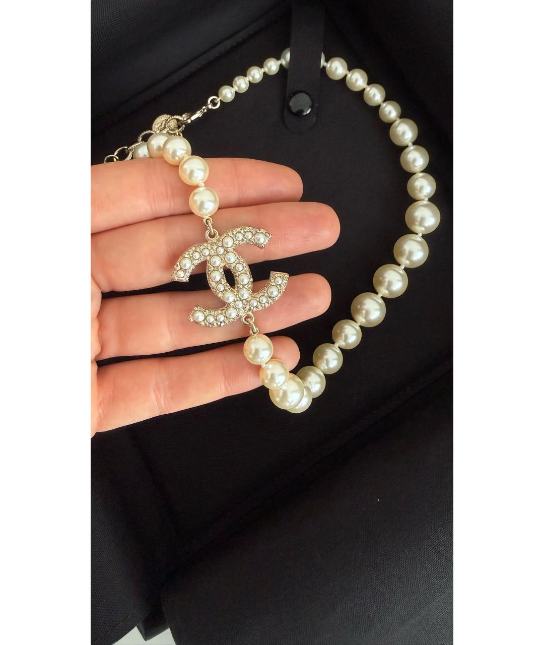 CHANEL Белое жемчужное колье, фото 2