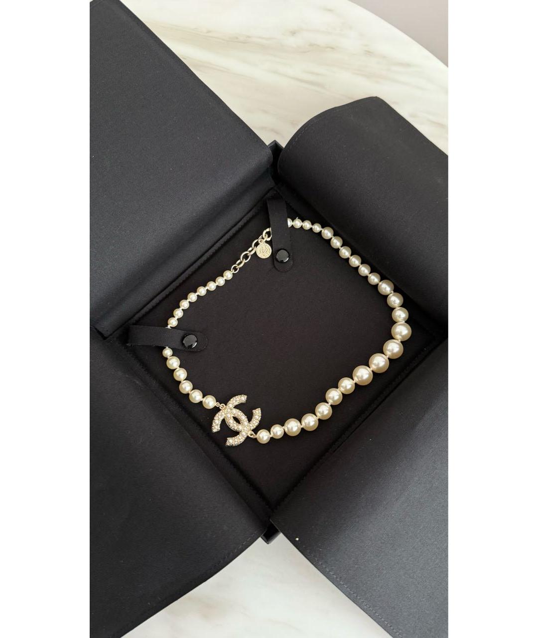 CHANEL Белое жемчужное колье, фото 5