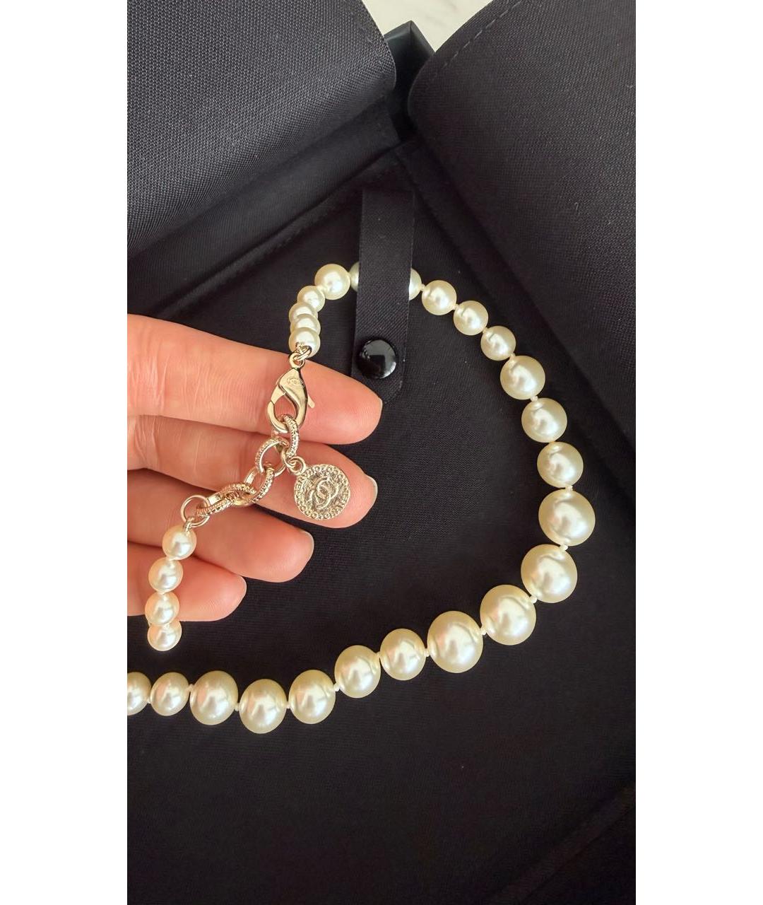 CHANEL Белое жемчужное колье, фото 3