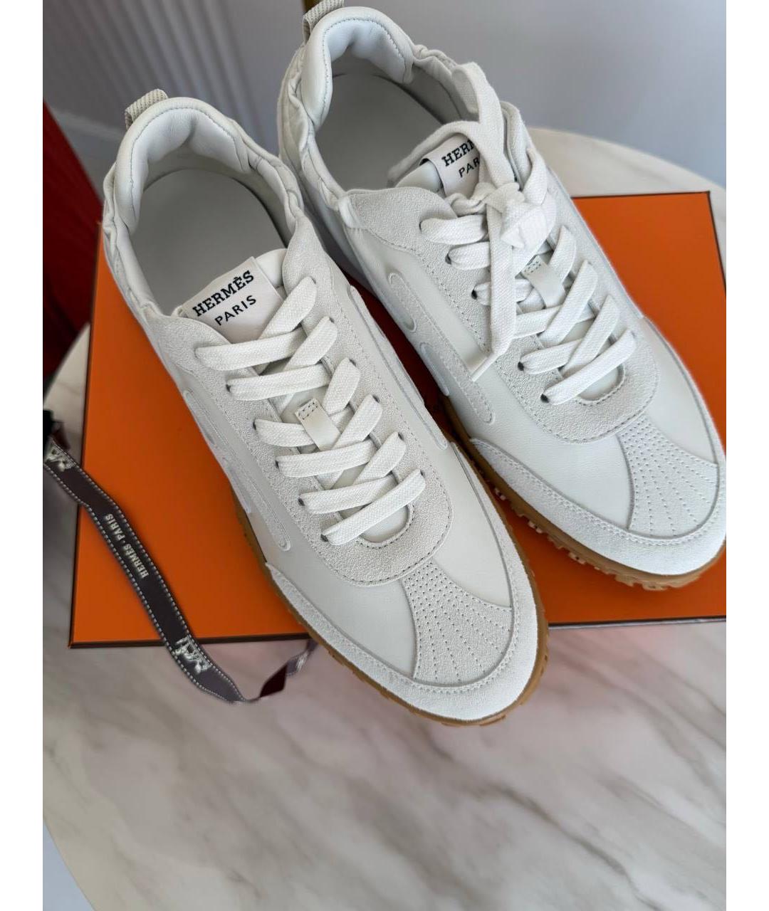 HERMES Белые кожаные кроссовки, фото 2