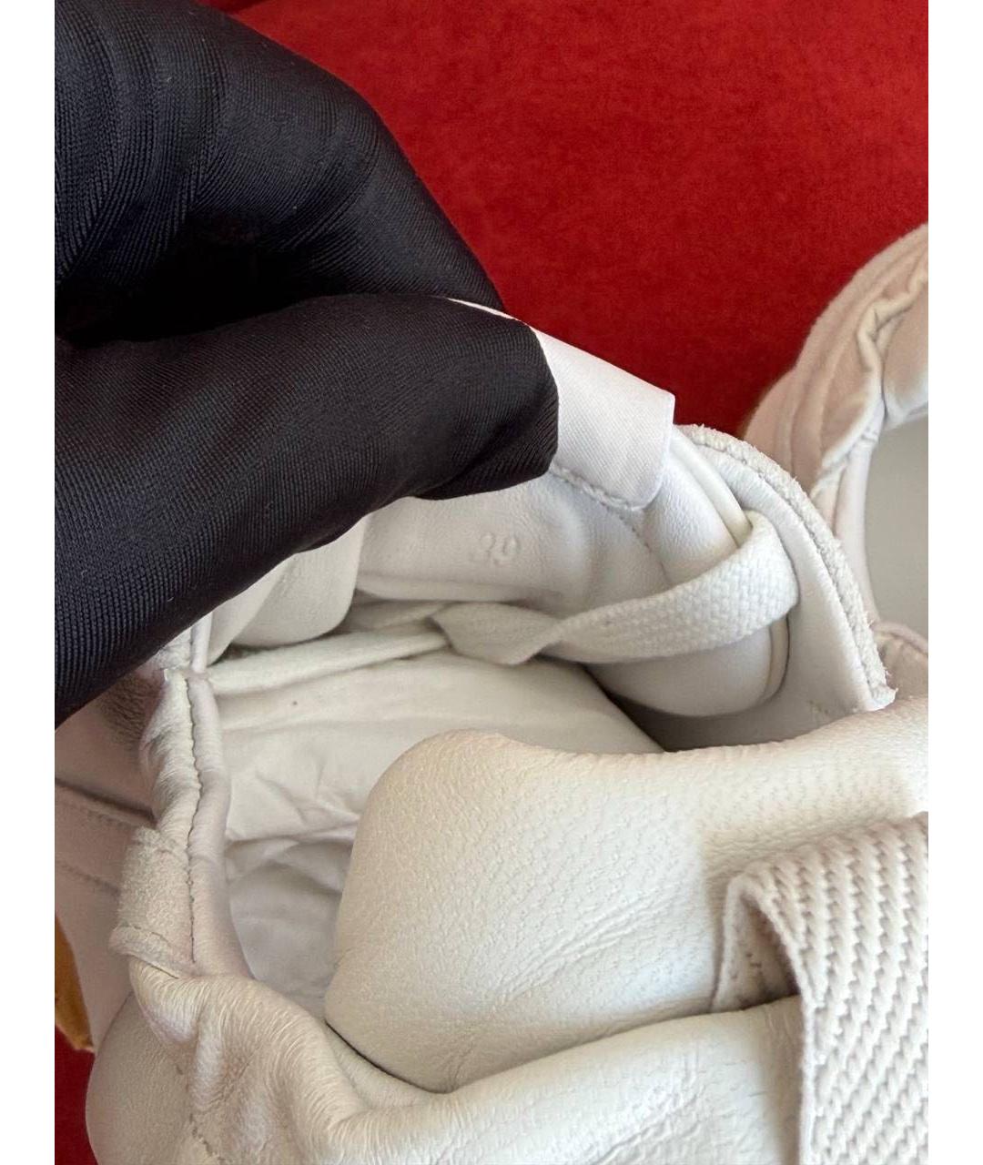 HERMES Белые кожаные кроссовки, фото 5