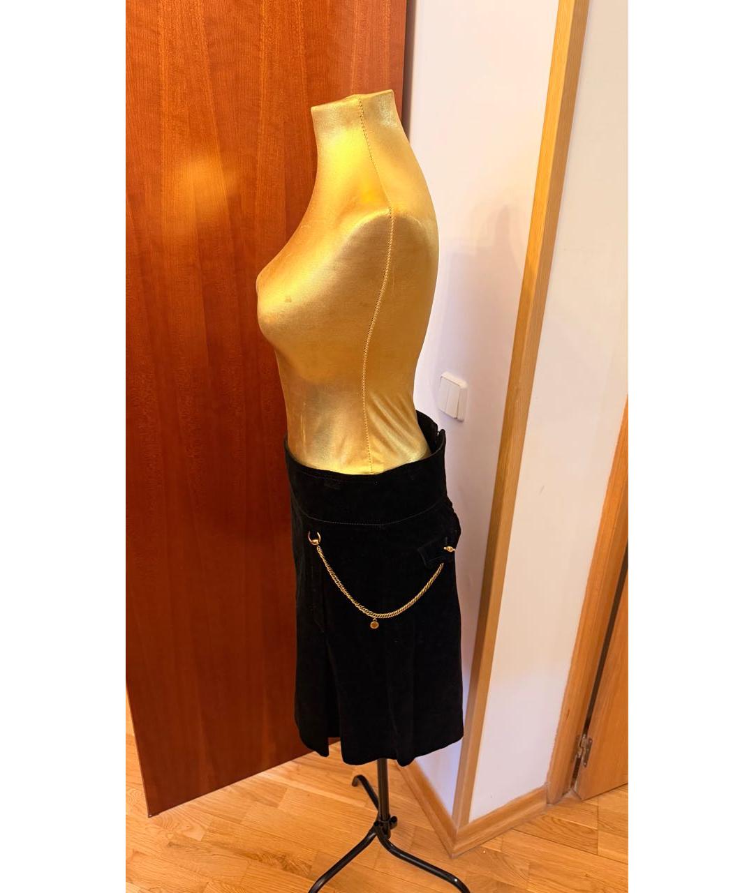 GUCCI Черная бархатная юбка мини, фото 2