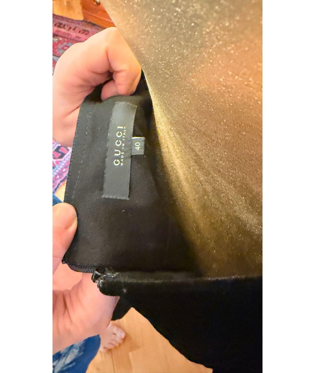 GUCCI Черная бархатная юбка мини, фото 4