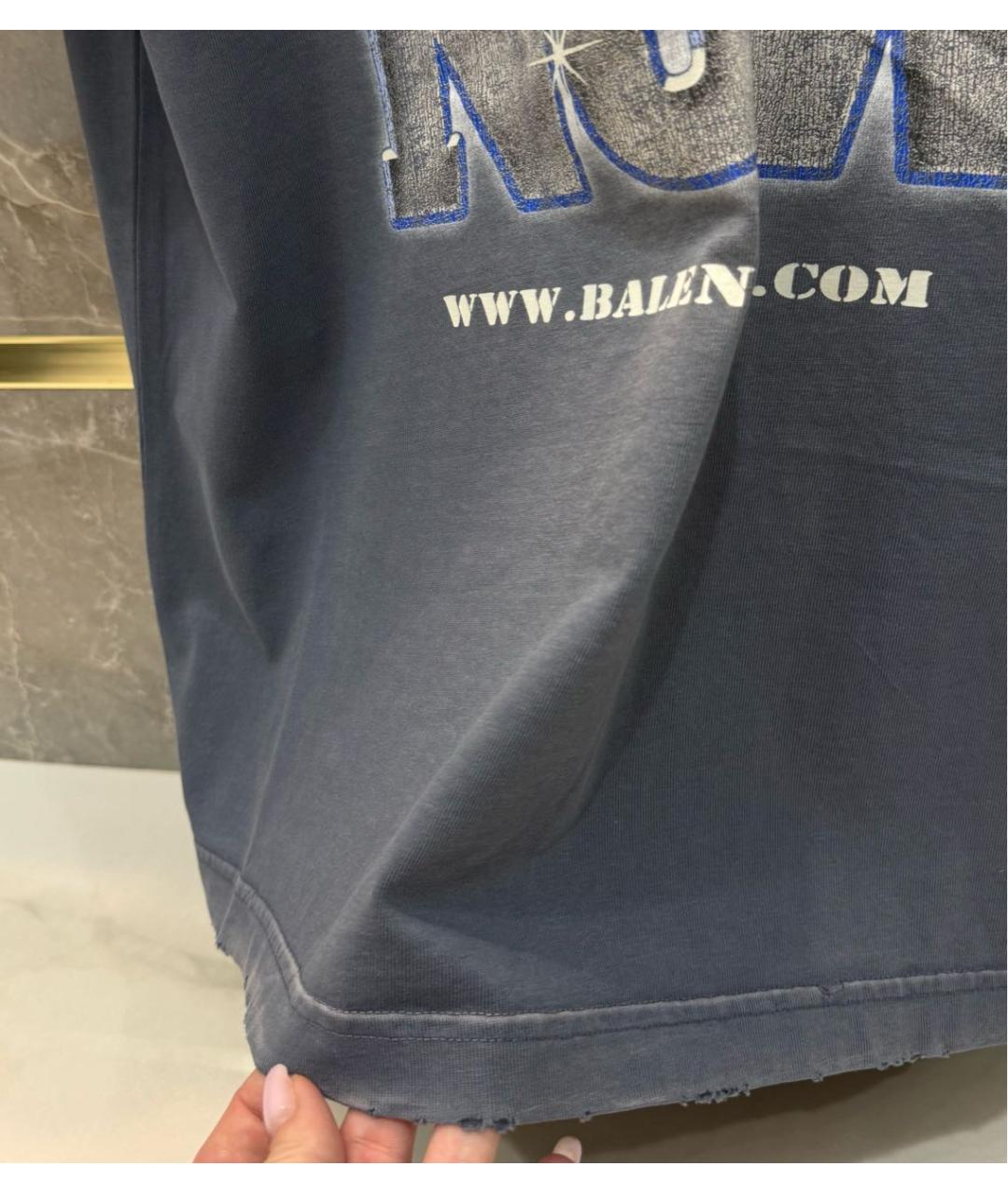 BALENCIAGA Голубая хлопковая футболка, фото 6