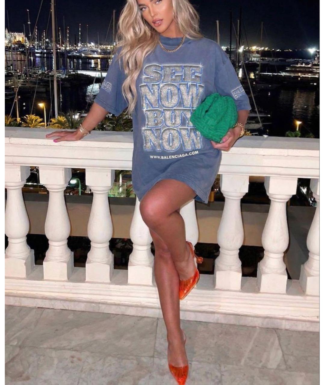 BALENCIAGA Голубая хлопковая футболка, фото 8