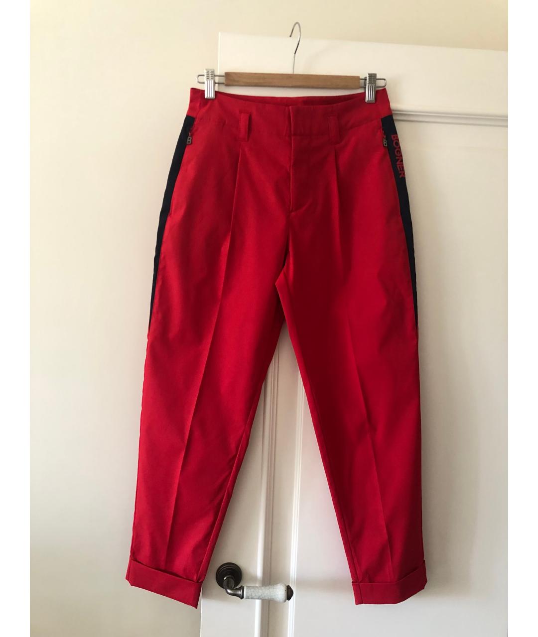 BOGNER Красные полиэстеровые брюки широкие, фото 7
