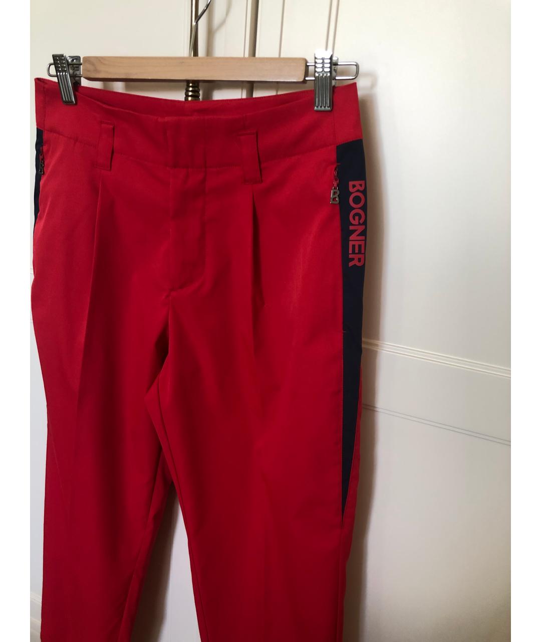 BOGNER Красные полиэстеровые брюки широкие, фото 5