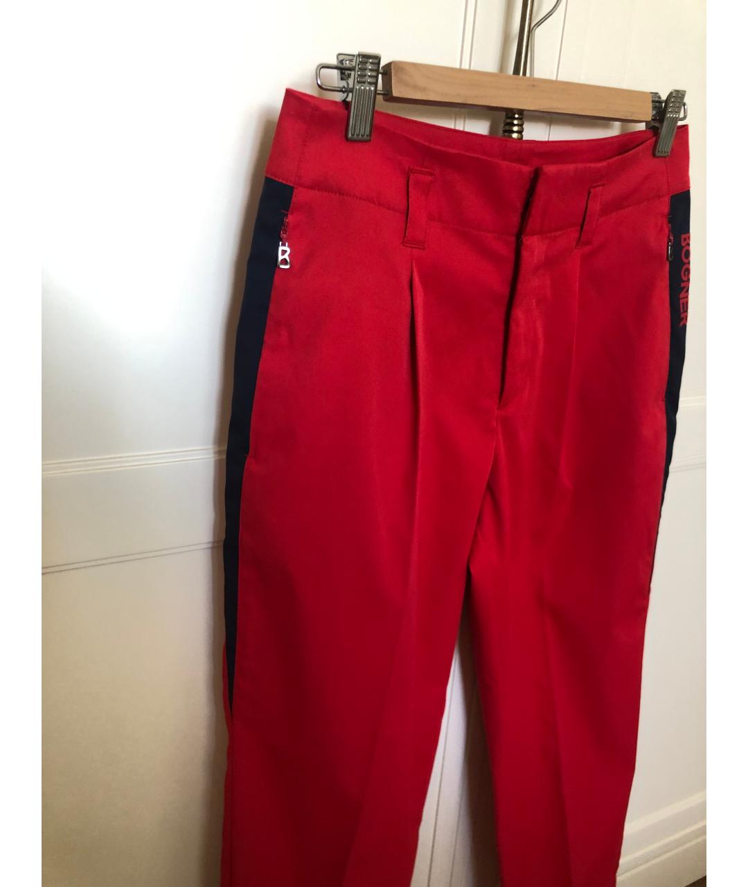BOGNER Красные полиэстеровые брюки широкие, фото 6
