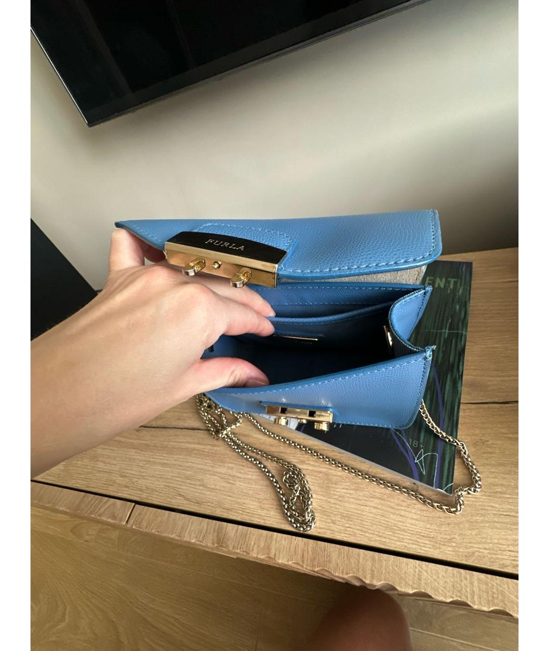FURLA Синяя кожаная сумка через плечо, фото 4