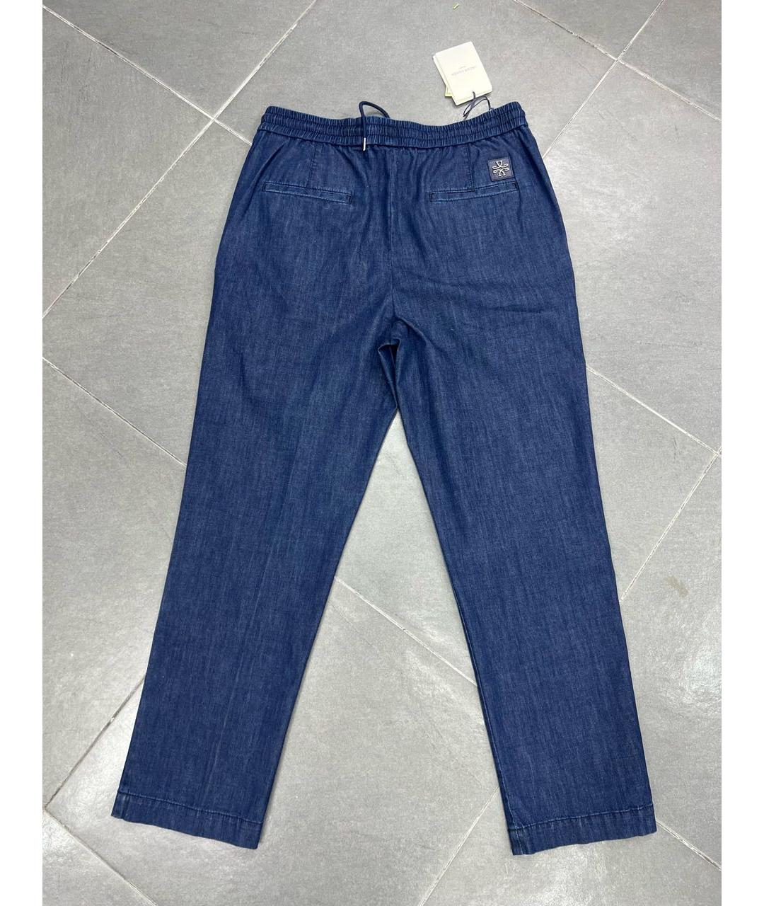 JACOB COHEN Синие хлопко-леновые прямые джинсы, фото 2